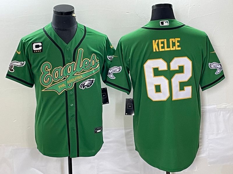 Men Philadelphia Eagles 62 Kelce Green Nike 2023 Co Branding Game NFL Jersey style 4